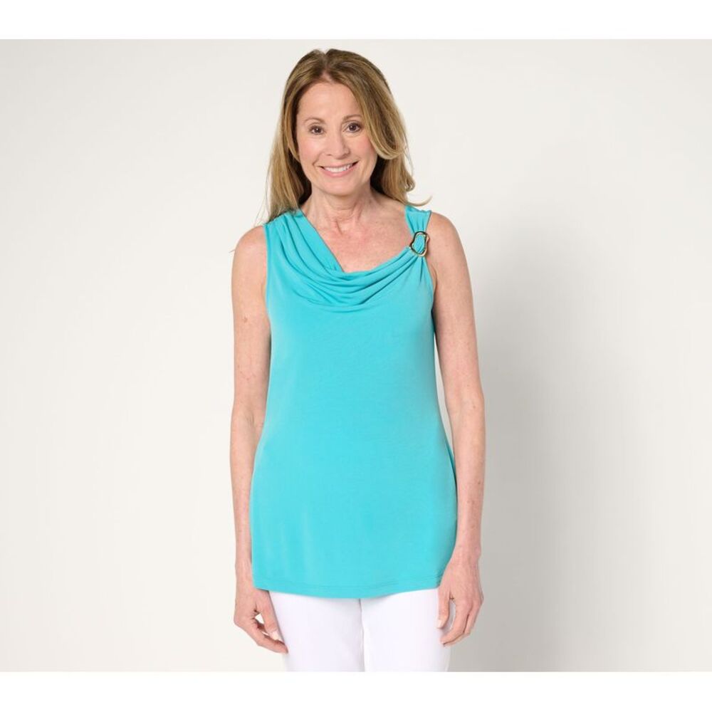 Top Knot Women's Sz XL Liquid Knit Cowl Neck Sleeveless With Blue A690974